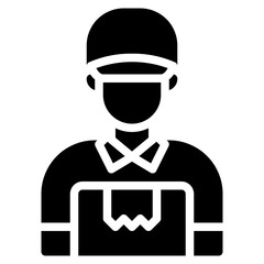 Delivery Man Icon, Glyph style icon vector illustration, Suitable for website, mobile app, print, presentation, infographic and any other project.