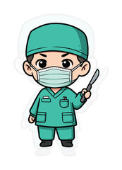 Kawaii Chibi Surgeon Doctor Illustration Art