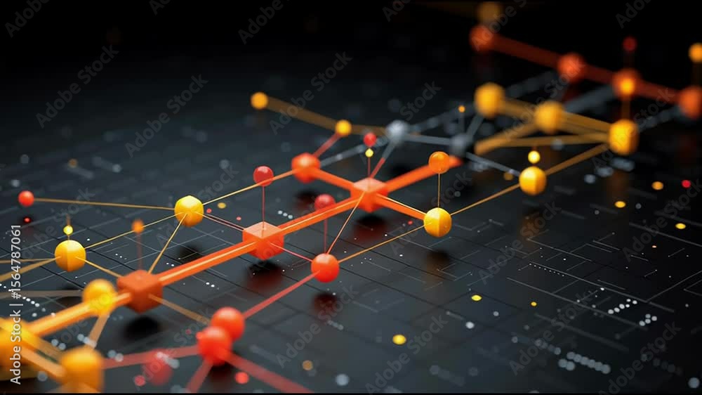 Poster cluster of orange and black spheres illustrating an ai-curated trade exit logic optimizer concept fo