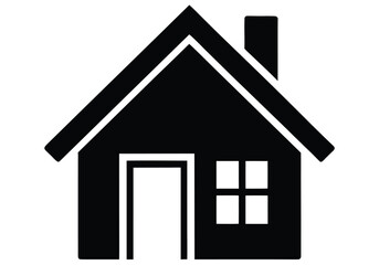 Vector art of a black house icon, isolated on white background