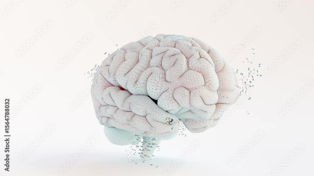 Poster brain simulation. can be used in background elements related to brain damage, degeneration or repair
