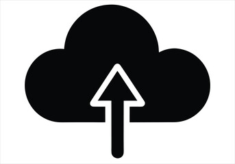 Vector art of a black cloud with an upward arrow isolated on white background