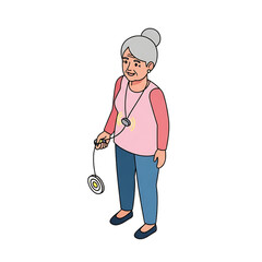 Obraz premium Elderly woman walking with a cane.