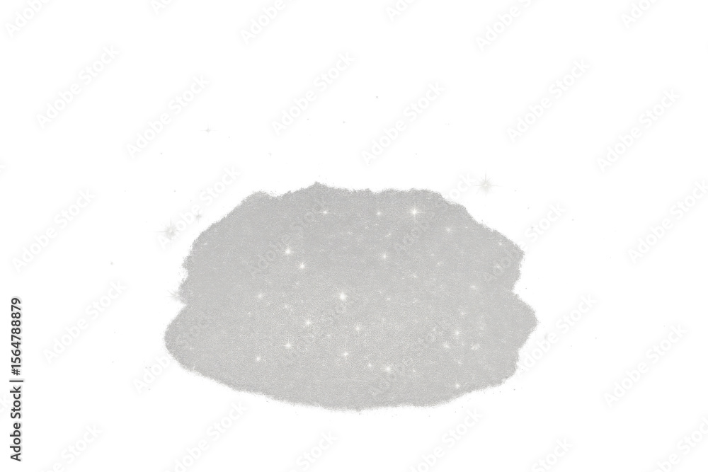 Poster sparkling silver glitter swirling into cloud-like pattern, creating luminous magical effect on trans