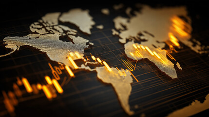 Global economic trends graph displaying market data digital environment analytical viewpoint