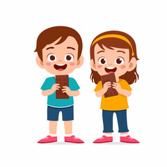 Happy Children Enjoying Delicious Chocolate Bars