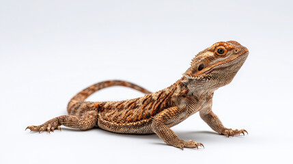 Naklejka premium Studio Photo of a Bearded Dragon Lizard on White Background
