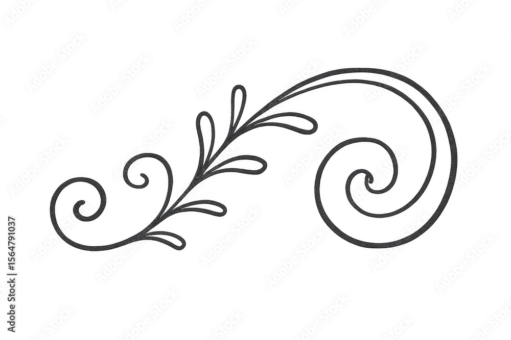 Poster swirling lines and leaf-like shapes create a decorative flourish, ideal for adding a touch of elegan