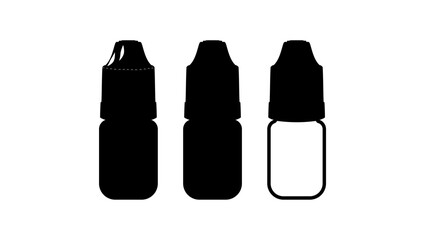 Medical Squeeze Bottle, Black Isolated Silhouette