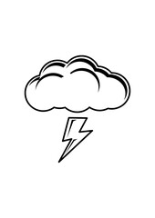 Minimalist thunderstorm vector with cloud and lightning bolt. Perfect for weather icons, climate...