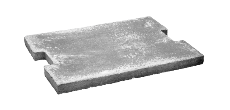 gray construction block on transparent background. Rectangle cement brick