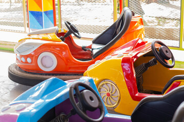 Bumper car stacked on amusement park