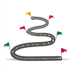 Fototapeta premium Symbolic Roadmap with Milestones and Flag: Business Planning Concept