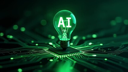 AI Lightbulb Concept on Circuit Board for Innovation Ads, Tech Blogs, Machine Learning Demos, AI Startups, and Smart Energy Campaigns