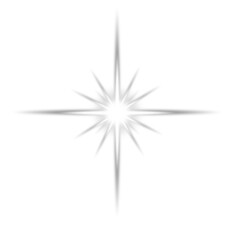 white sparkle light effect on transparent background, glowing silver shine, starburst flare, lens flare PNG