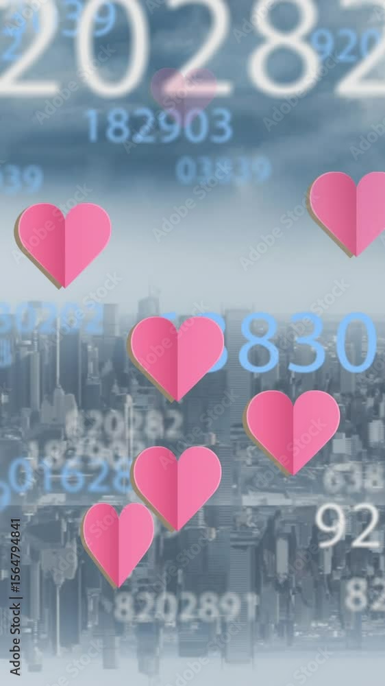 Poster animation of data processing over cityscape