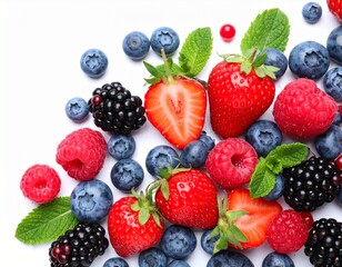 Obraz premium Fresh Mixed Berries with Mint Leaves berries