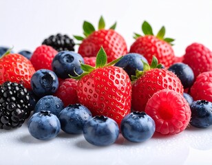  Fresh Mixed Berries with Mint Leaves