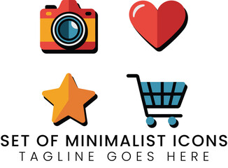 Minimalist Icons Camera Heart Star Shopping Cart  Graphics