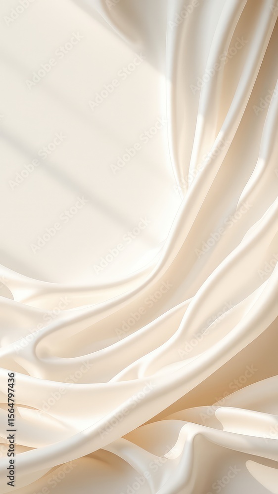 Aufkleber luxurious draped fabric in a calming cream color with elegant folds and soft light creates a soothin