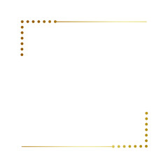 Gold gradient thin line with dotted square frame element..