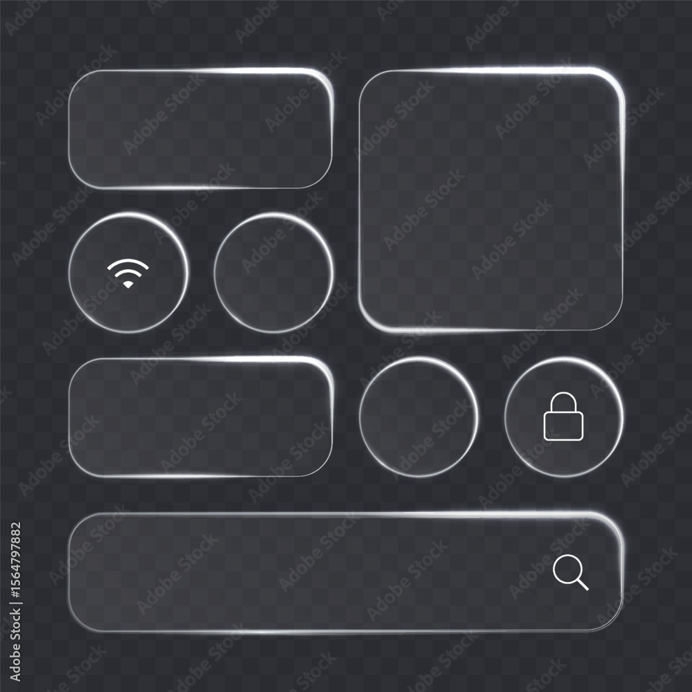 Fototapete light frame smartphone icon interface isolated for dark theme. white ui square and circle banner col
