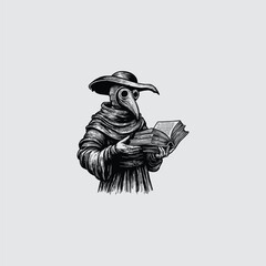 Doctor plague holding a book design vector template illustration