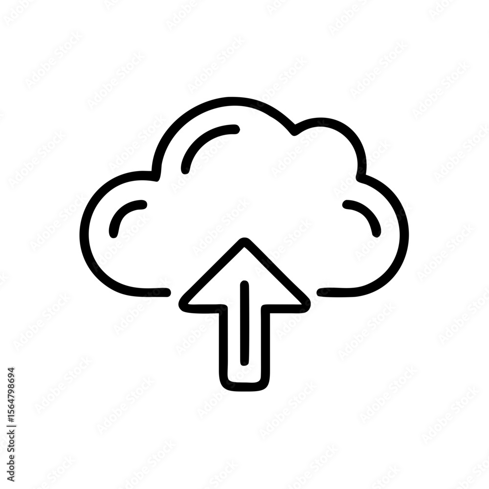Aufkleber cloud upload icon simple line art vector graphic