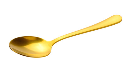 Elegant golden spoon isolated on a white background.