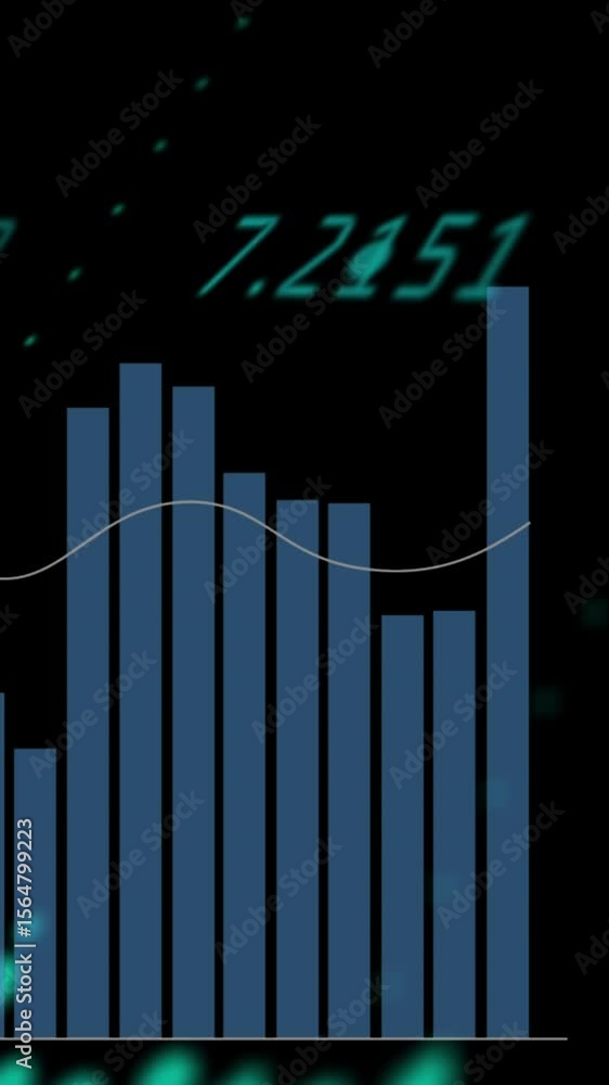 Poster animation of graphs and icons on black background