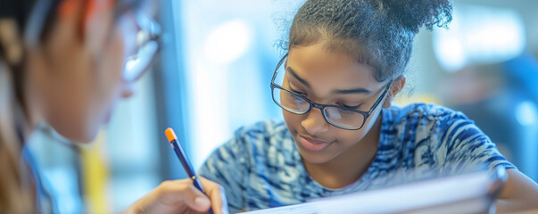 Teenager engaging in signing student health policy at school during early afternoon