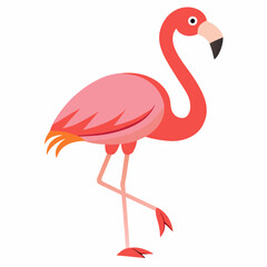 Obraz premium Pink Flamingo Cartoon Illustration Tropical Bird Graphic Design Element