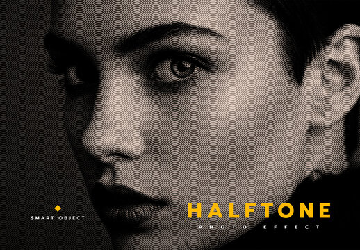 Vintage Halftone Photo Effect Mockup