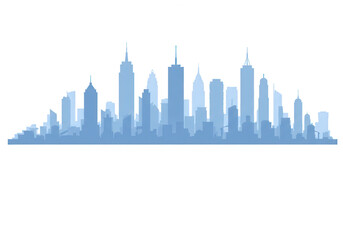 A panoramic view of a city skyline, a vector illustration of various buildings isolated on transparent background
