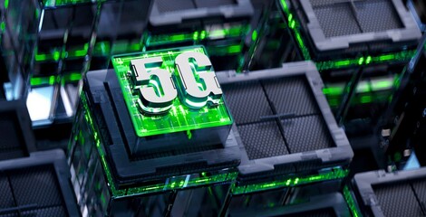 3d rendering of  5G cpu gpu chip