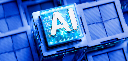 3d rendering of  AI cpu gpu chip
