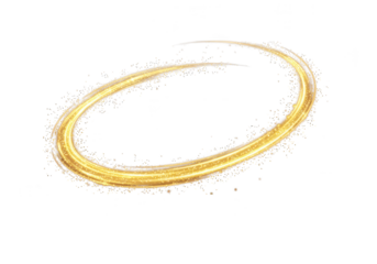 A bright gold light trail forms a glowing circle, isolated on transparent background