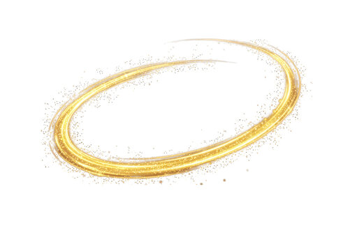 A bright gold light trail forms a glowing circle, isolated on transparent background