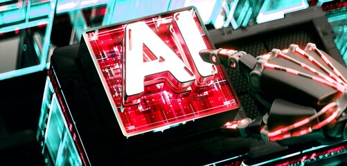 3d rendering of  AI cpu gpu chip
