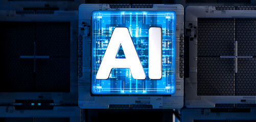 3d rendering of  AI cpu gpu chip
