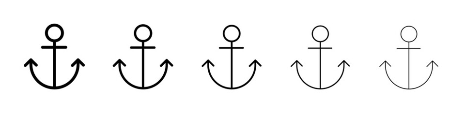 Anchor icon thin line outline set or collection © Ambaji