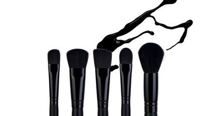Professional makeup brushes set with black paint splash beauty tools for cosmetics artist