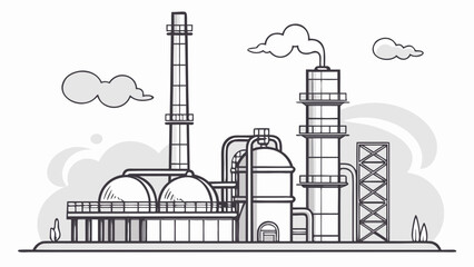 Fototapeta premium Oil refinery pipes and smoke