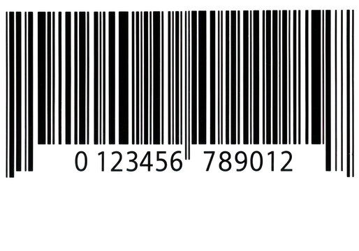 A clear black and white barcode displaying the numbers 0123456789012, isolated on transparent background, for efficient scanning
