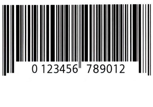 A clear black and white barcode displaying the numbers 0123456789012, isolated on transparent background, for efficient scanning