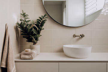 Minimal modern and clean bathroom counter