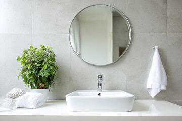 Minimal modern and clean bathroom counter