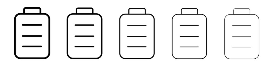 Battery icon thin line outline set or collection