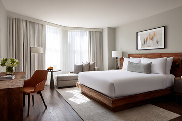 Modern, white and minimal bedchamber