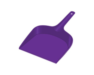 Vector design of a purple dust and garbage scoop, usually called a dust pan, held by hand on the handle